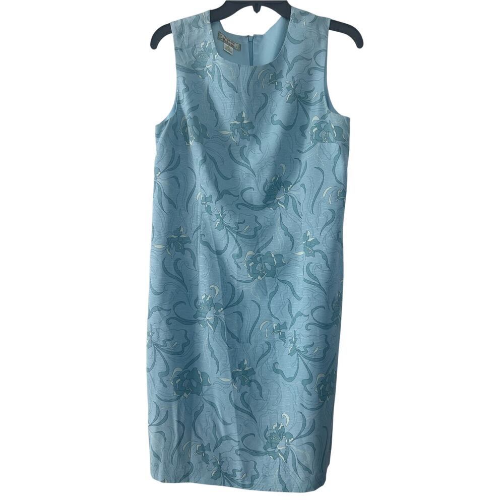 Tommy Bahama Silk Sleeveless Blue Floral Shift Dress Size 10